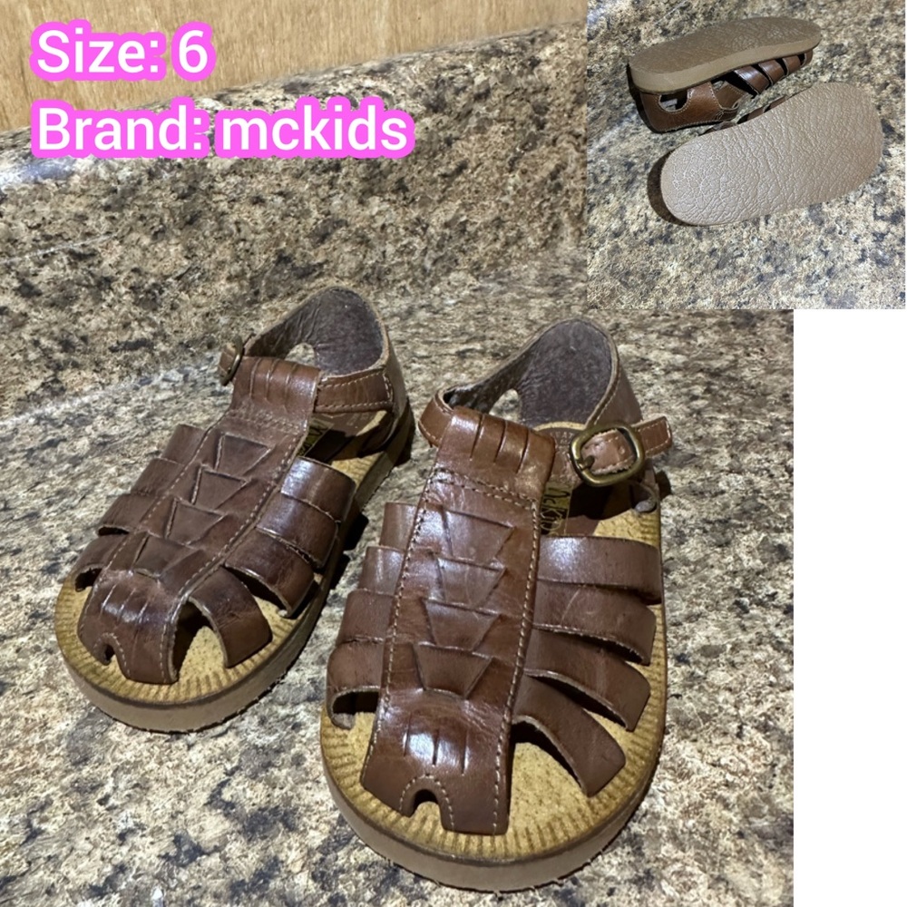 McKids Brown Leather Sandals for Kids